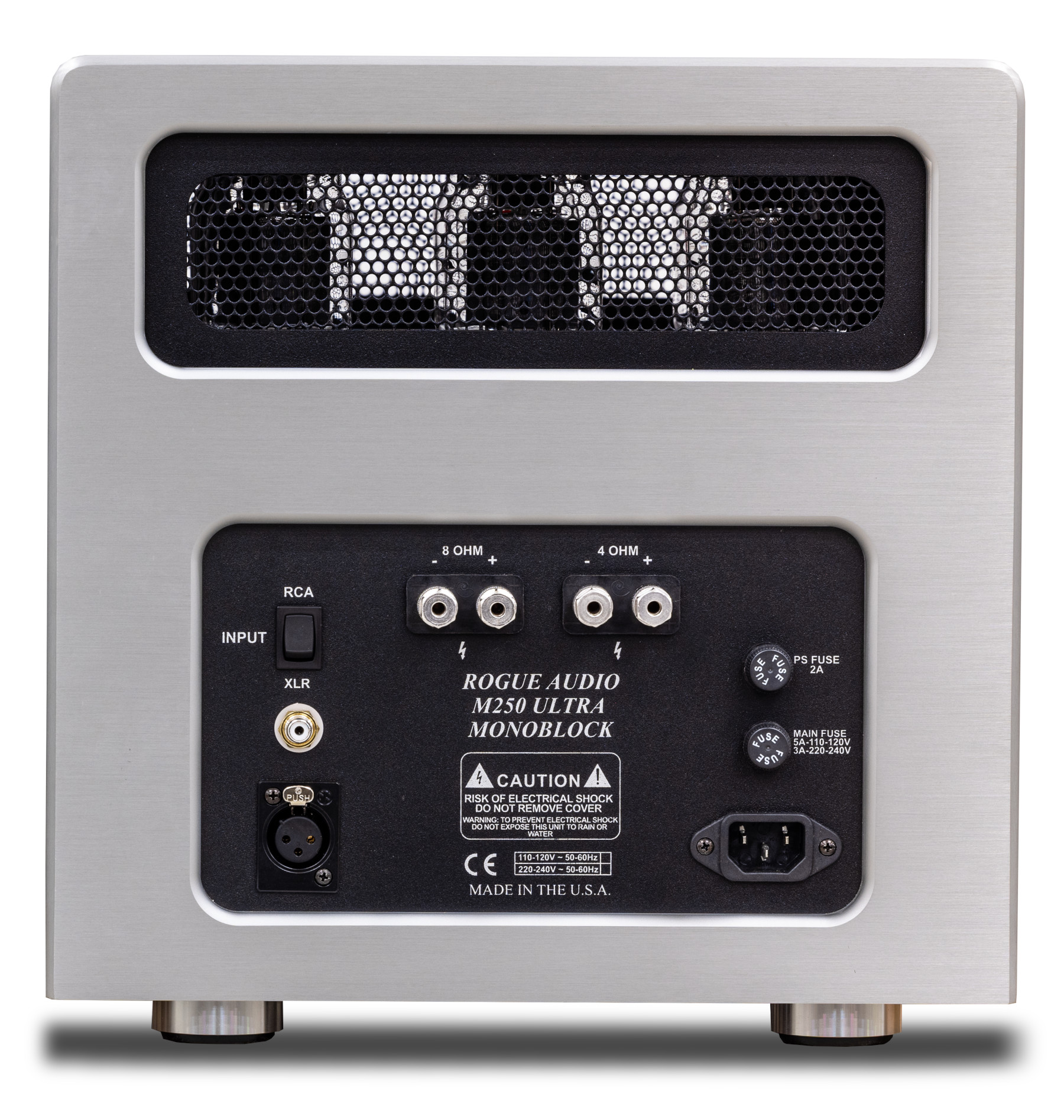 Rogue Audio M-250 Ultra Tube Monoblock Amplifiers (Pair), rear panel