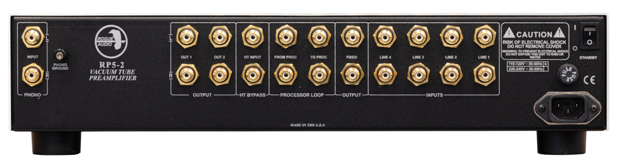 Rogue Audio RP-5 v2 Tube Preamplifier, rear panel