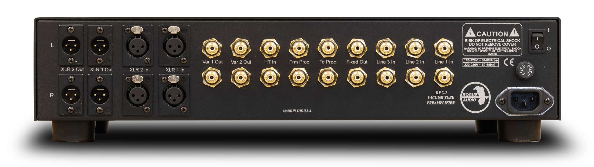 Rogue Audio RP-7 v2 Balanced Tube Preamplifier, rear panel
